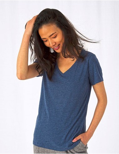 B-TW058-Womens V-Neck Triblend T-Shirt